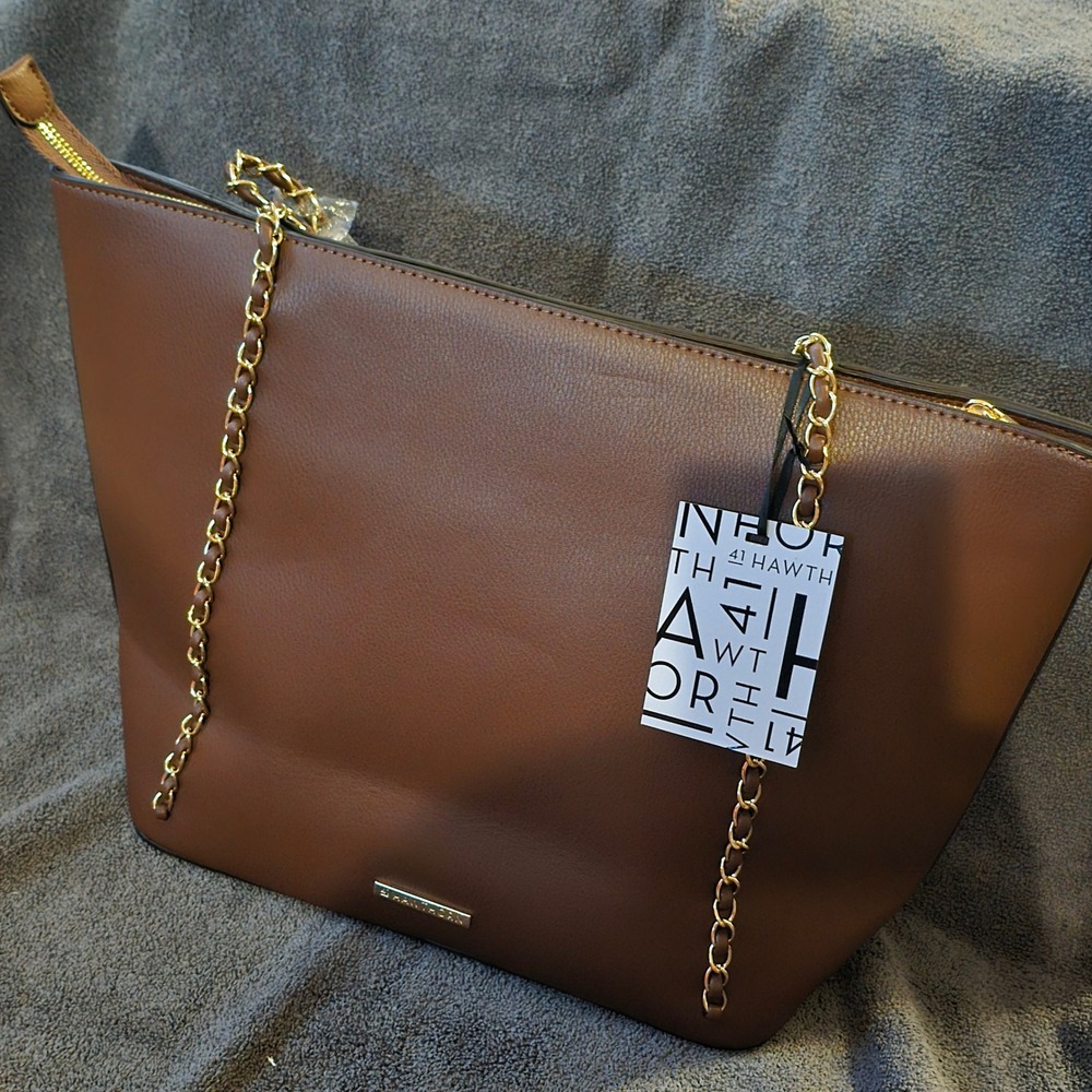 EXCLUSIVE 41 Hawthorn Paulie Tote Bag Ladies Leather Gold Chain Laptop Sleeve